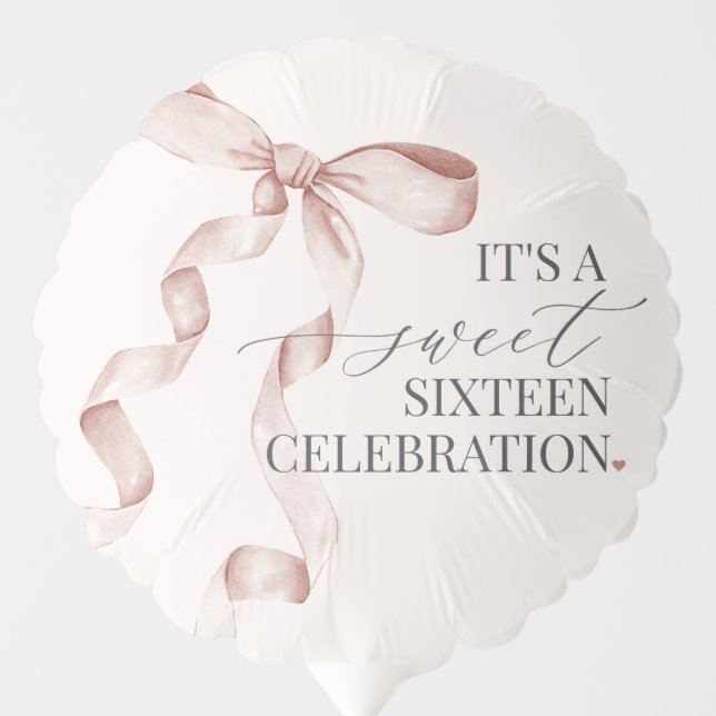 Beige Coquette Bow Sweet 16 Birthday Party Decor Balloon (Front)