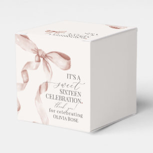 Beige Coquette Bow Sweet 16 Birthday Party Gift Favor Boxes