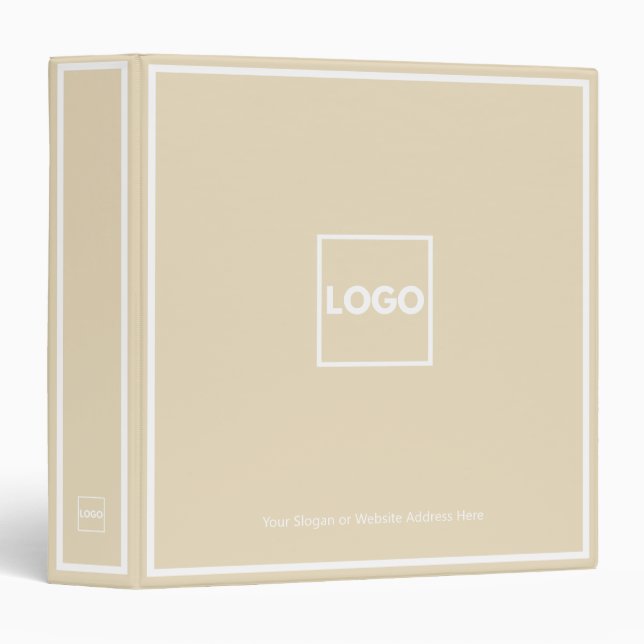Beige Corporate Logo Company 3 Ring Binder (Front/Spine)