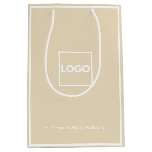 Beige Corporate Logo Company Medium Gift Bag