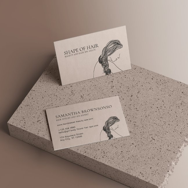 Beige Cream Beautiful Woman Body Feminine Hair Business Card