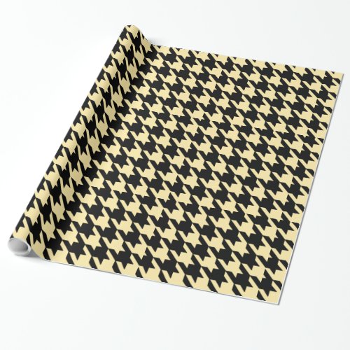 Beige Cream Black Large Houndstooth Check Wrapping Paper