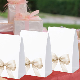 Beige cream bow DIY write your own party Paper Table Tent
