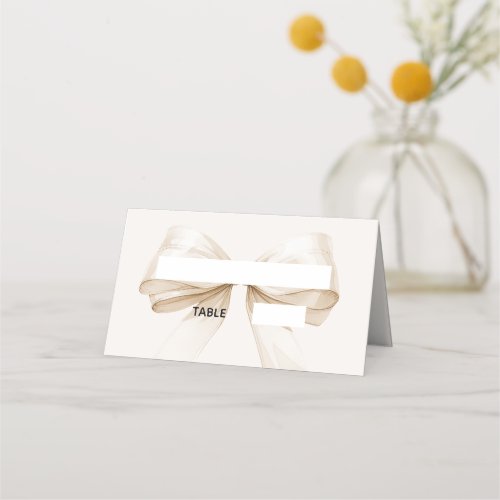 Beige Cream Bow Ivory Place Cards Elegant Folded
