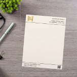 Beige cream business company logo QR code Letterhead<br><div class="desc">A modern beige,  cream colored background.  Personalize and add your business,  company logo and contact information. Add your website url to the QR code.  Black letters

Print on both sides,  but without logo on the back.</div>