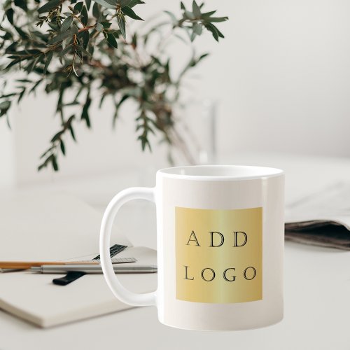 Beige cream color business logo coffee mug