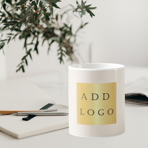 Beige cream color business logo coffee mug