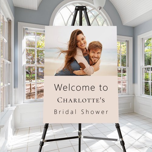 Beige cream custom photo bridal shower welcome foam board