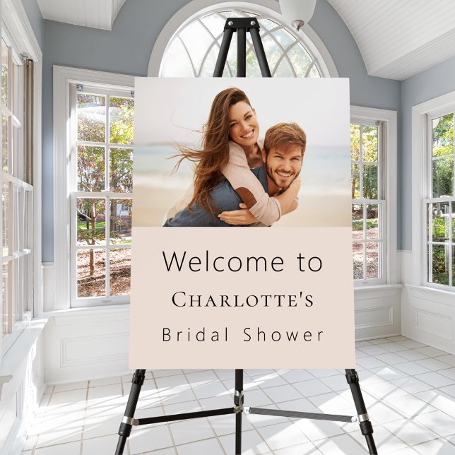 Beige cream custom photo bridal shower welcome foam board (Creator Uploaded)