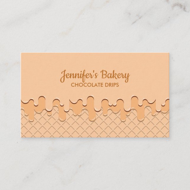 Beige Cream Dripping Wafer Business Card (Front)