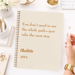 Beige cream inspirational goal quote notebook