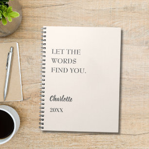 Beige cream inspirational quote writing notebook