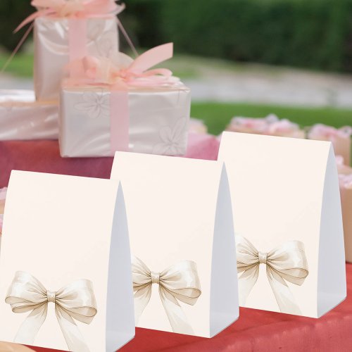 Beige cream ivory bow DIY write your own party Paper Table Tent