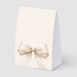 Beige cream ivory bow DIY write your own party Paper Table Tent