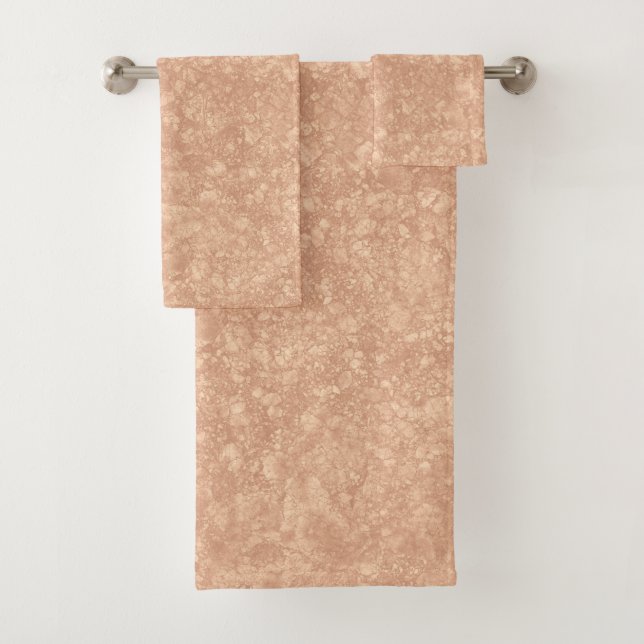 Beige Cream Marble Terrazzo Texture  Bath Towel Set (Insitu)