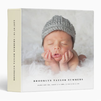 Beige Cream Minimalist Baby First Year Photo Album Binder