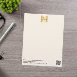 Beige cream modern business logo QR code Letterhead<br><div class="desc">A modern beige,  cream colored background  Personalize and add your business,  company logo and contact information. Add your website url to the QR code.  Black letters

Print on both sides,  without logo on the back.</div>