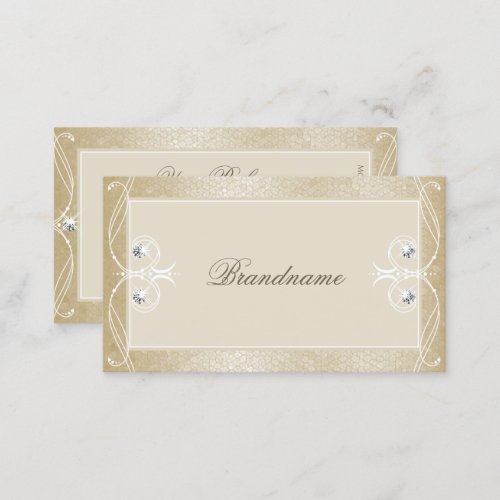 Beige Cream Mosaic Sparkle Jewels Ornate Ornaments Business Card