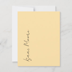 Beige Cream Plain Elegant Script Calligraphy Name Note Card