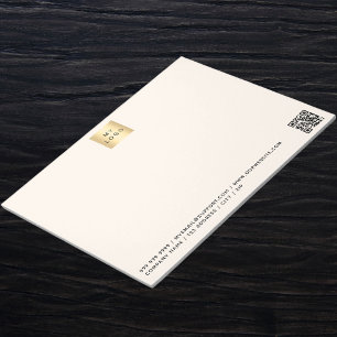 Beige cream QR code business company logo Notepad