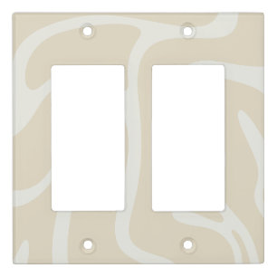 Beige Cream Simple Organic Pattern Double Rocker Light Switch Cover