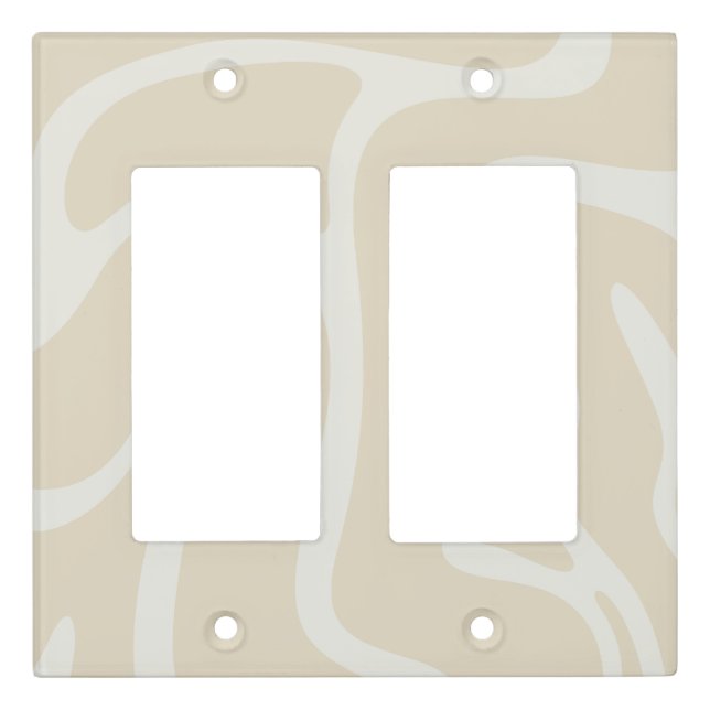 Beige Cream Simple Organic Pattern Double Rocker Light Switch Cover (Front)