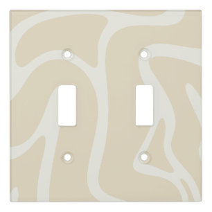 Beige Cream Simple Organic Pattern Double Toggle Light Switch Cover