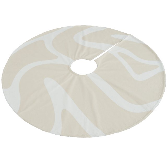 Beige Cream Simple Organic Pattern Fleece Tree Skirt