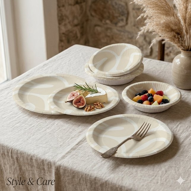 Beige Cream Simple Organic Pattern Paper Bowls (Beige Cream Simple Organic Pattern Paper Bowls)