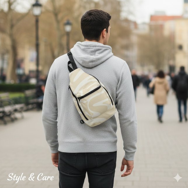 Beige Cream Simple Organic Pattern Sling Bag (Beige Cream Simple Organic Pattern Sling Bag)