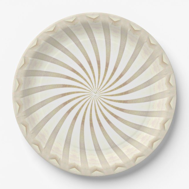 Beige Cream Swirl Paper Plate (Front)