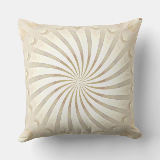 Beige Cream Swirl Throw Pillow (Back)