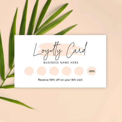 Beige Cream Waterbrush Lashes Loyalty Stamp Card