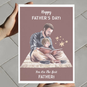 Beige Cream Watercolor Father And Son Father's Day Card