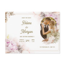 Beige Cream wedding invitation postcard