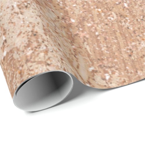 Beige Creamy Rose Gold Glitter Marble Stone Lux Wrapping Paper