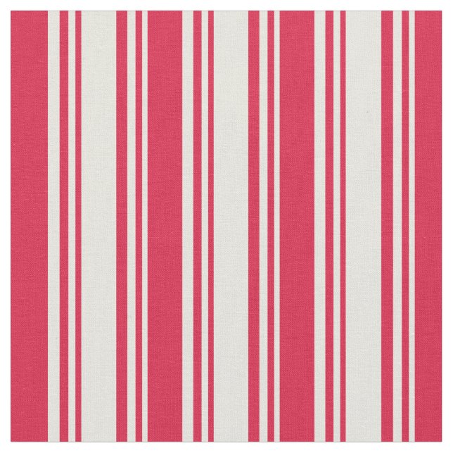 Beige & Crimson Colored Lines Pattern Fabric (Close Up)