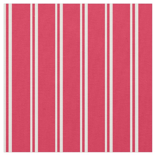 Beige & Crimson Colored Stripes Fabric (Close Up)