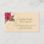 Beige Crimson Floral  Business Card