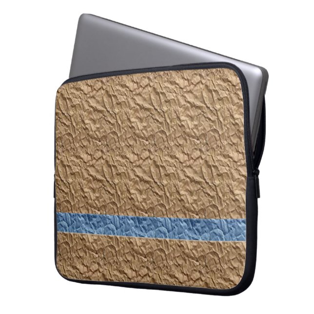 Beige Crinkle Blue Pattern Electronics Bag (Front Left)