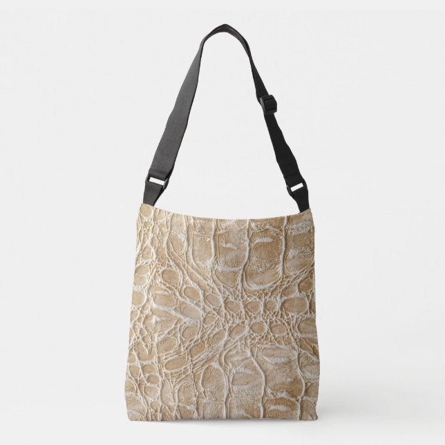 Beige Crocodile leather print   Crossbody Bag (Front)