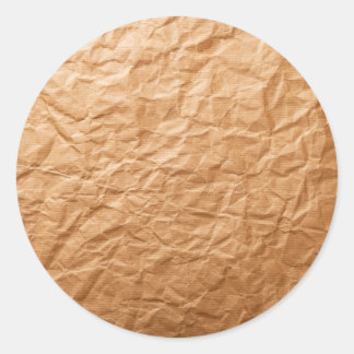 Beige Crumpled Paper Classic Round Sticker