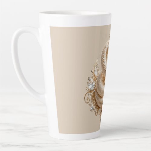 Beige Crystal Snake Crown Pendant Art Latte Mug