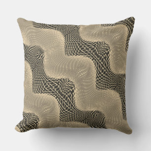 Beige curve, light circle and some jute perception outdoor pillow