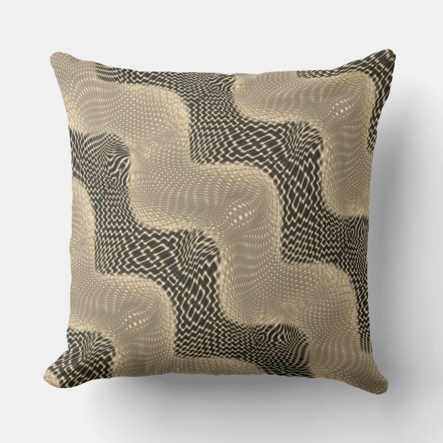 Beige curve, light circle and some jute perception outdoor pillow (Front)