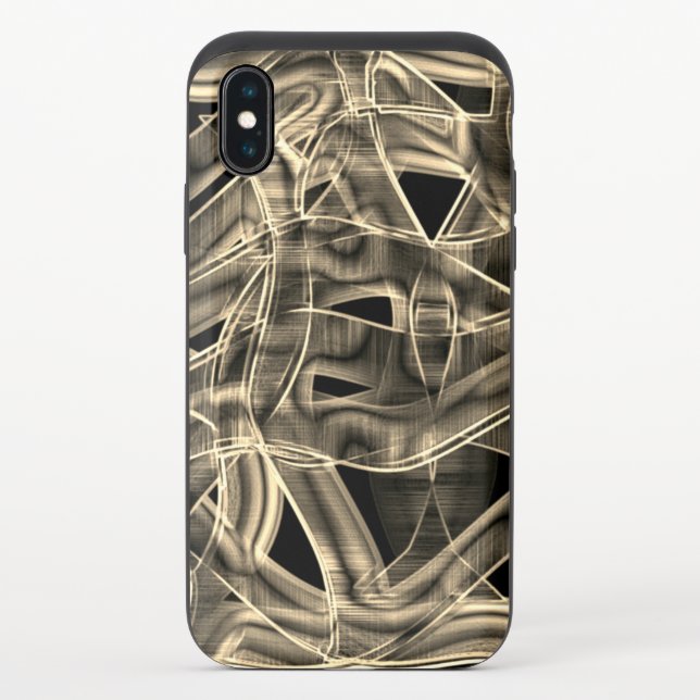 Beige curved ribbons, contrasted relief lines uncommon iPhone case (Back)