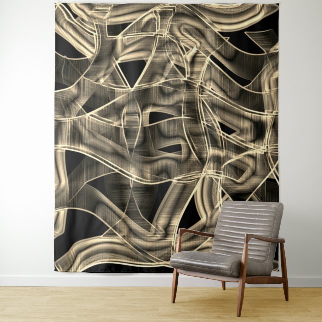 Beige curved ribbons, contrasting by embossed line tapestry (In Situ)