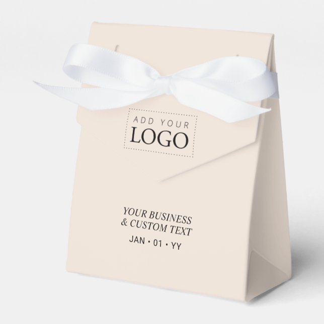 Beige Custom Business Logo Packaging Favor Boxes (Front Side)