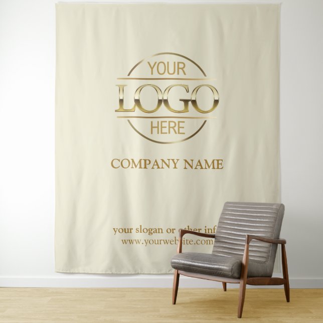 Beige Custom Business Logo Trade Show Backdrop (In Situ)