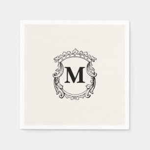 Beige Custom Monogram Crest Napkins